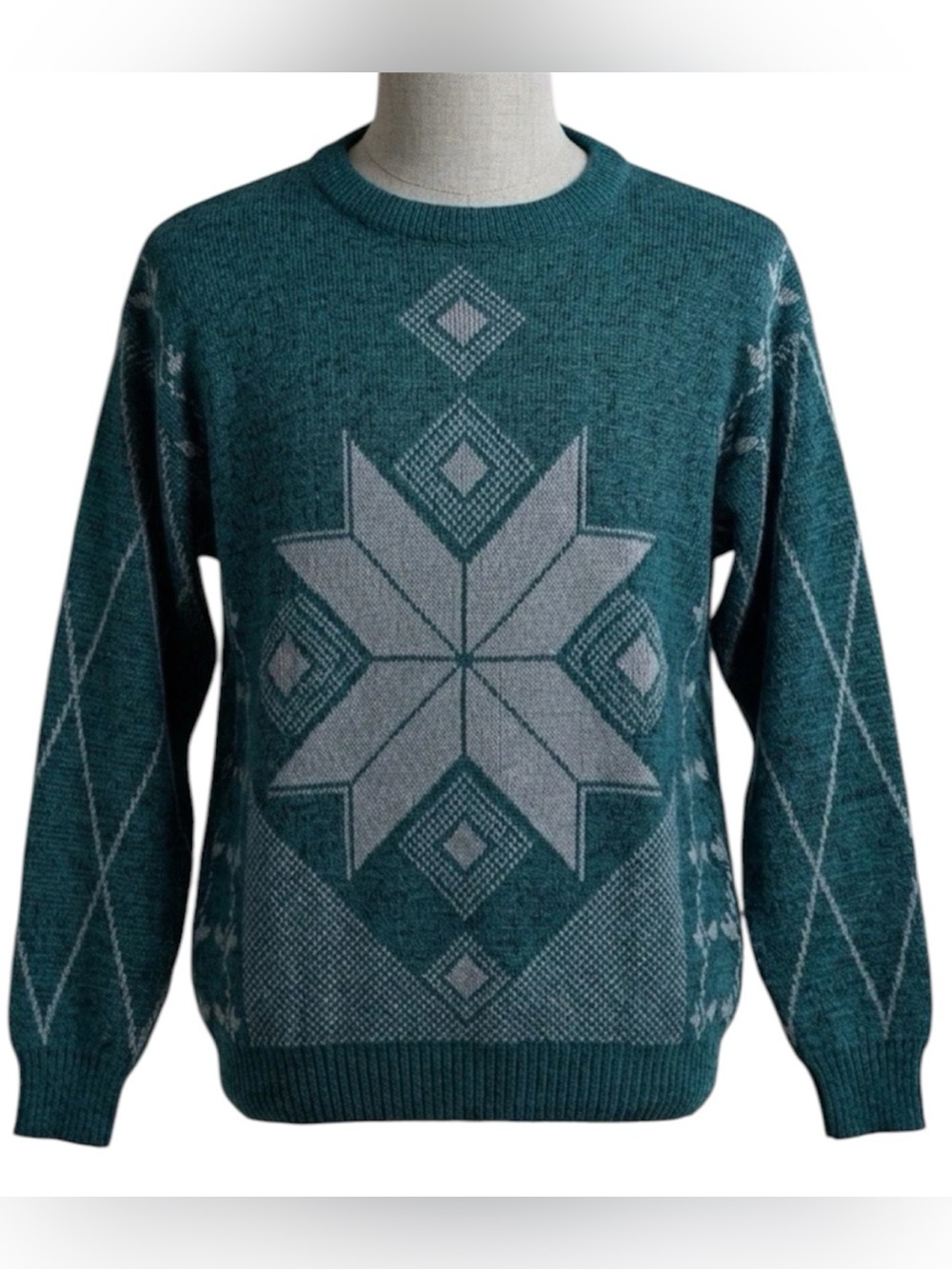 Compagnie Energique Vintage 80’ Teal Sweater size medium granny